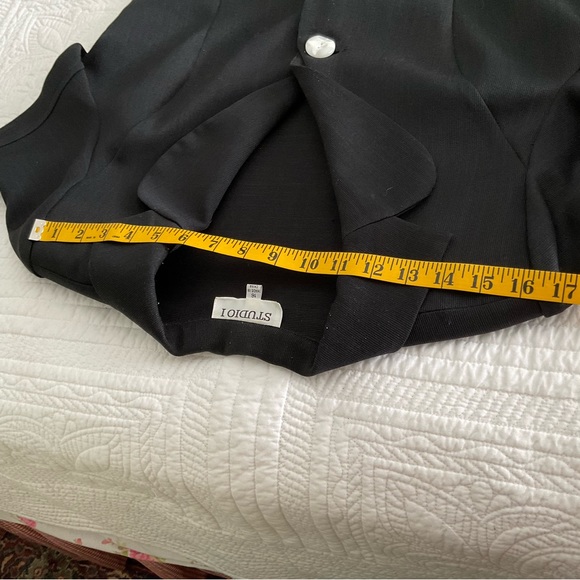 STUDIO ONE,  BLACK BLOUSE WITH WAIST BELT, SIZE: 16 - Picture 6 of 10